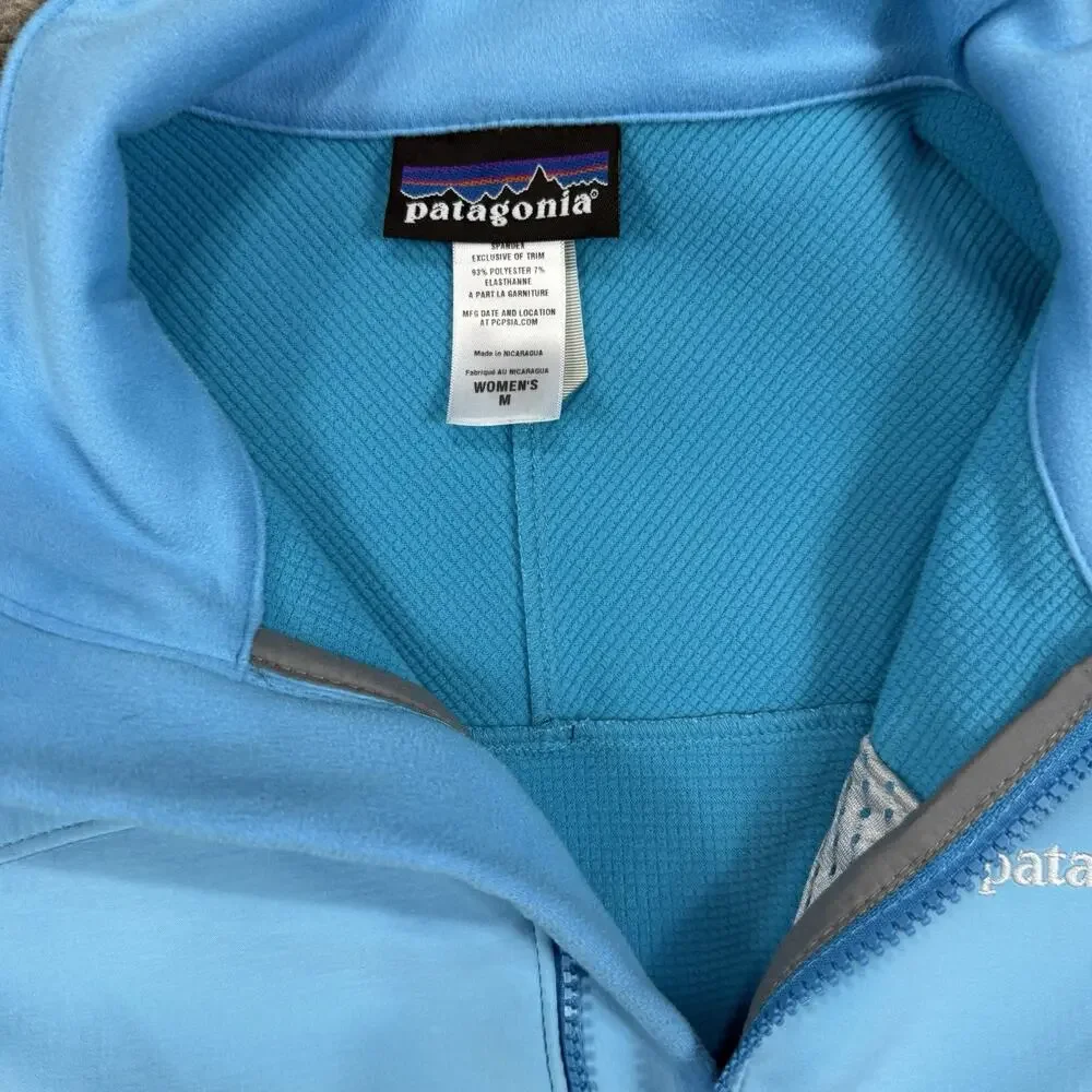 Women's Patagonia Adze Hybrid Jacket Polartec Soft Shell Full Zip Blue Cyan M - Picture 3 of 7